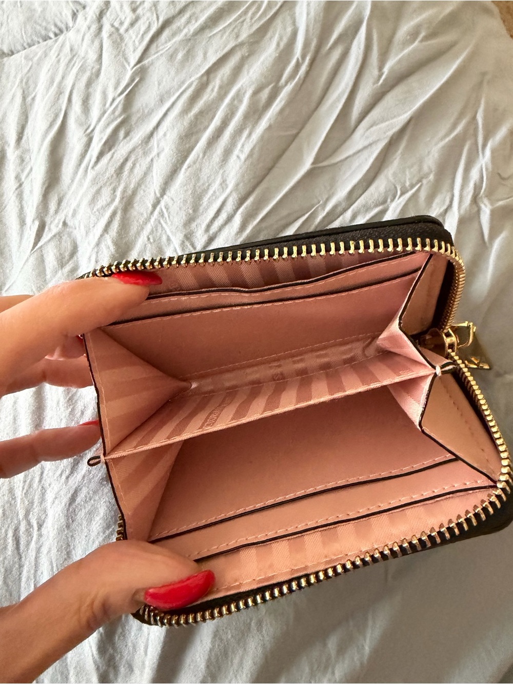 Victoria's Secret Pink Zip-Around Wallet with Gold Hardware